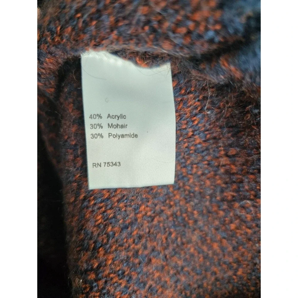Gemelli Sweater Size‎ S Italian Mohair Brown Blue Red Chevron Pattern Crewneck